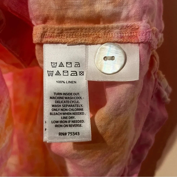 100% Linen Summer Tie Dye Square Neckline Tank Top - Picture 5 of 7